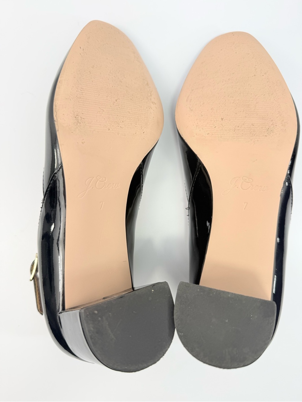J. Crew MILLIE Black Patent Leather Glossy T Strap Block Heel Classic Shoes - Picture 14 of 15